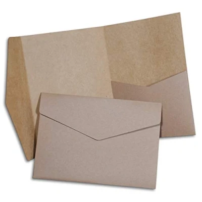 Afbeelding van Pocketfold Bruiloftset, kraftpapier, 50 stuks (met enveloppen)