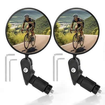 Afbeelding van AiQInu Fietsspiegel, HD glas, convexe lens, fietsspiegel voor stuur 18 22 mm, 360 graden draaibare fietsachteruitkijkspiegel fiets, mountainbike, racefiets (2 stuks)