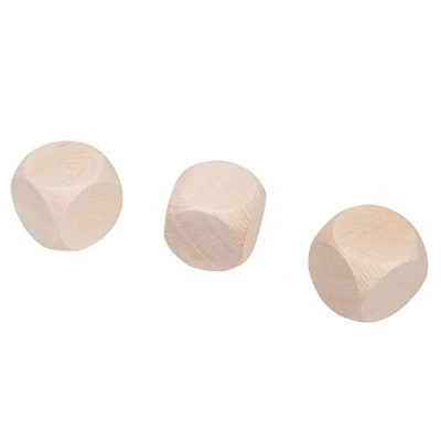 Afbeelding van 3 x GICO blanco dobbelstenen, houten gebedsdobbelstenen, knutselkubus (40 mm) 5972