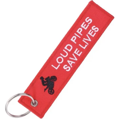 Afbeelding van Motorsleutelhanger Keychain LOUD PIPES SAVE LIFES Sleutelhanger Rood