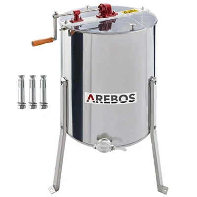 Afbeelding van Arebos handmatige honingkatapult tangentiale 4 honingraatcentrifuge frame extractor honing katapult roestvrij staal