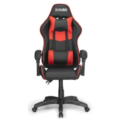 Afbeelding van KUBO Gaming, bureau, ergonomische stoel, in hoogte verstelbaar, 360 draaibaar en vaste armleuningen, metaal, rood, eenheidsmaat