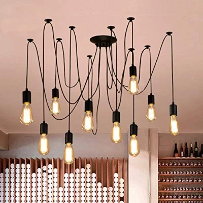 Afbeelding van Oursun kroonluchter industriële hanglamp vintage retro spin lamp plafondlamp voor slaapkamer woonkamer eetkamer (10 lights)