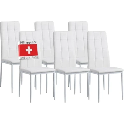 Afbeelding van Albatros eetkamerstoelen RIMINI, set van 6, wit