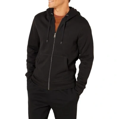 Afbeelding van Amazon Essentials Men&#039;s Fleecetrui met volledige ritssluiting en capuchon (verkrijgbaar in grote lange maten), Zwart, M