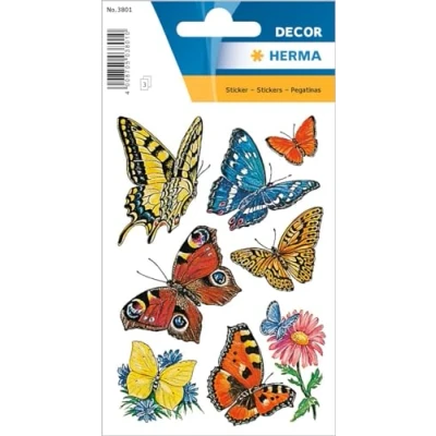 Afbeelding van HERMA 3801 Dierstickers voor kinderen, vlinders (24 stickers, papier, mat) zelfklevend, permanent hechtende etiketten meisjes en jongens, kleurrijk