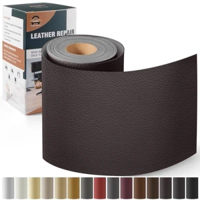 Afbeelding van Leder reparatie kit, 10 x 160 cm OAZ kunstleer zelfklevend, kit lederen patch zelfklevende patches voor autostoelen meubels sofa tassen,Kaffee