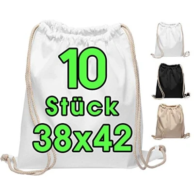 Afbeelding van katoenen tas 10 stuks 38x42cm sporttas rugzak stoffen gymtas, tas, jute OEKO TEX® gecertificeerde boodschappentas Gym Sac Sack voor schilderen