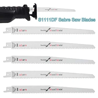 Afbeelding van Reciprocating zaagbladen MASO Sabre Saw Combo hout metaal &amp; sloop messen past Bosch, Dewalt, Makita, S1111DF 225mm lang Hoog koolstofstaal HCS 5 stuks Pack