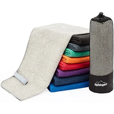 Afbeelding van Microvezel handdoek, voor sauna, fitness en sport strandhanddoek, sporthanddoek 80x40cm Lichtgrijs
