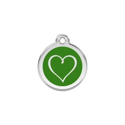 Afbeelding van Tribal Heart Green roestvrijstalen hondenpenning small/klein dia. 2 cm RedDingo
