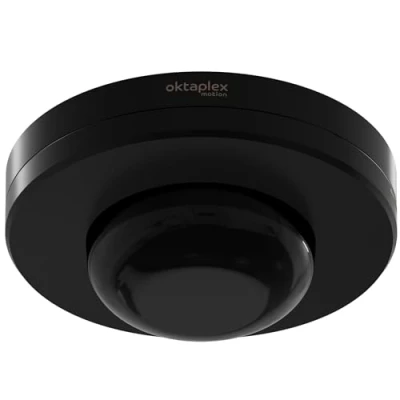 Afbeelding van Oktaplex Pia bewegingsmelder buiten &amp; binnen 360 graden infrarood aanwezigheidsmelder IP65 230V opbouw PIR bewegingssensor zwart