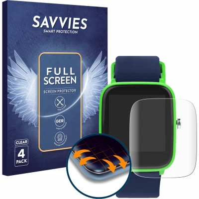 Afbeelding van Savvies Screenprotector voor ICE Watch smart junior 1.0 Folie Beschermfolie transparant volledig dekking (4 Stuks)