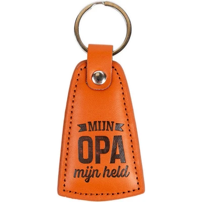 Afbeelding van Sleutelhanger Imitatieleer Bruin mijn opa held