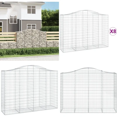 Afbeelding van vidaXL Schanskorven 8 st gewelfd 200x50x140/160 cm ijzer