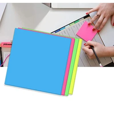 Afbeelding van 200 stuks transparante zelfklevende notitieblaadjes, waterdichte gekleurde notities, kleurrijke herbeschrijfbare voor kantoor en studenten huis (70 x 75 mm)
