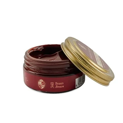 Afbeelding van Langer &amp; Messmer fijnste leercrème voor glad leerverzorging, hoogwaardige schoencrème schoenverzorging, 50 ml, geschikt alle gladde leren schoenen, bruin