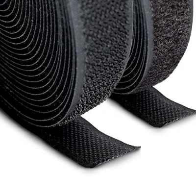 Afbeelding van FrogJim Klittenband voor naaien en knutselen zwart 20 mm breed 5m rol lusjes 5 m haak 20mm niet klevend KRNS5