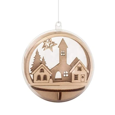 Afbeelding van Rayher 62884505 houten delen Winterdorf, 7,5 cm ø, natuur, set 5 delig, bouwpakket gelaserd, FSC gecertificeerd, kerstdecoratie