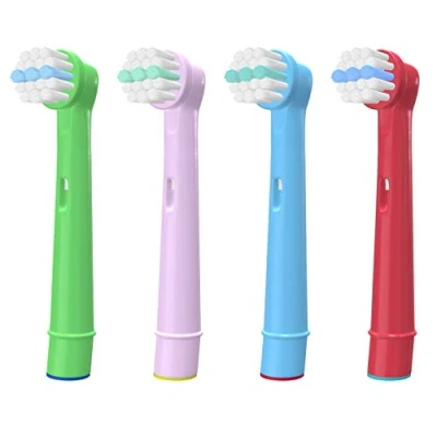 Afbeelding van Kids Elektrische tandenborstelkoppen voor Oral B vervangende borstelkoppen, kinderbrain tandenborstelkoppen, compatibel met gevoelige schone, professionele verzorging, geavanceerde power, floss actie, verpakking van 4 stuks