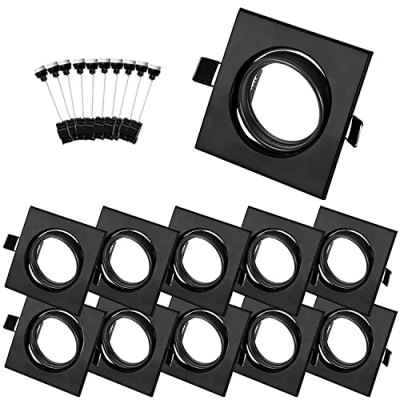 Afbeelding van Bojim Inbouwspots GU10 Zwarte Vierkante Spots, Inbouwframe 68mm Met Keramische Fittingen, Frames Voor Kantelbare 30, Inbouwspot 230V, Set Van 10, Lamp niet inbegrepen