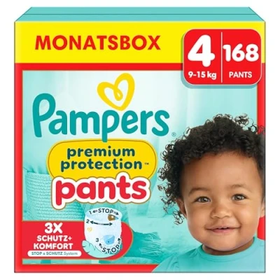 Afbeelding van Pampers Premium Protection Luierbroekjes Maat 4 (9 15 kg) 168 stuks