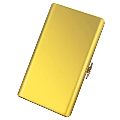 Afbeelding van Sigarettenetui voor dames en heren lichtgewicht draagbare sigarettendoos 12 100 mm sigaretten/bankkaarten stijlvol ontwerp, mooi royaal (12 stuks mm, parelgoud)