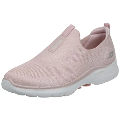Afbeelding van Skechers Go Walk 6 Glimmering Sneaker voor dames, Lt Roze Textiel Trim, 36.5 EU