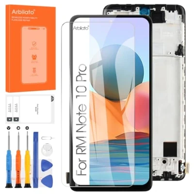 Afbeelding van Arbilato Display voor Xiaomi Redmi Note 10 Pro M2101K6G, vervanging Max M2101K6I LCD scherm Touch Digitizer Montage van reparatieonderdelen (zwart met frame, 6,67 inch)