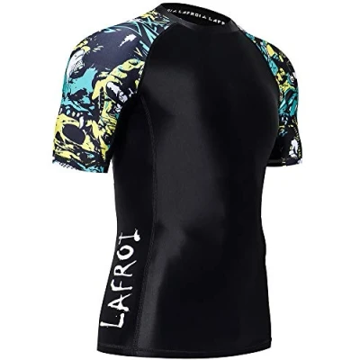 Afbeelding van LAFROI Heren korte mouw UPF 50+ Baselayer Skins Compressie Rash Guard Fierce Size LG