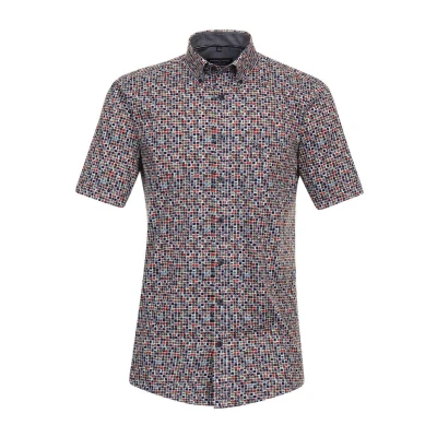 Afbeelding van Casa Moda Casual Comfort Fit Overhemd Korte mouw rood/blauw