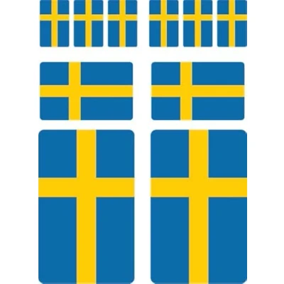 Afbeelding van 10 stuks vlaggenstickers Zweden set stickers Sverige autostickers offsetdruk