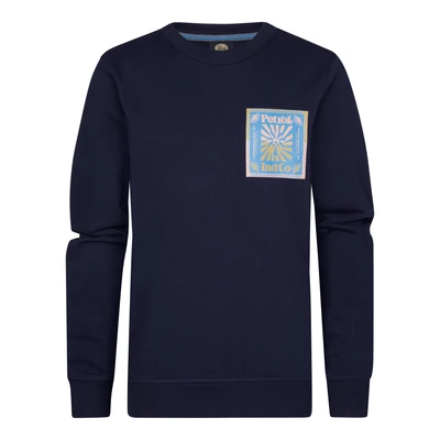 Afbeelding van Petrol Industries Jongens Backprint Sweater Surfviewstone Blauw Maat 104