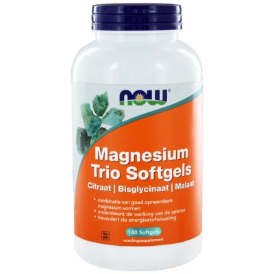 Afbeelding van NOW Magnesium Trio Softgels 180SG