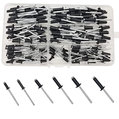 Afbeelding van WeqeYent 200 Stks M3.2/M4/M5 Aluminiumlegering Blinde Klinknagels Pop Assortiment Kit 6 Maten voor Metalen Hout Plastic Component Bouw (Zwart)