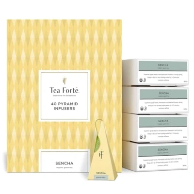 Afbeelding van Tea Forte Sencha Groene thee Bio Grootverpakking 40 handgemaakte piramide infusies