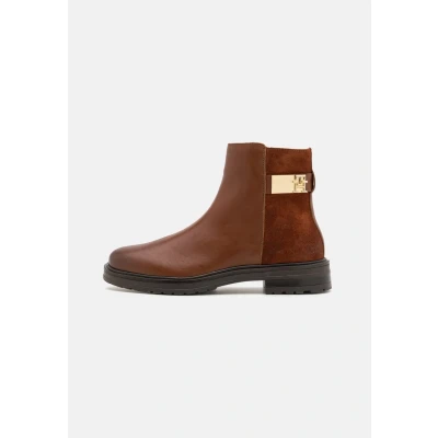 Afbeelding van Tommy Hilfiger LOGO Chelsea Korte laarzen, Dames, Maat: 36, Cognac brown Leer