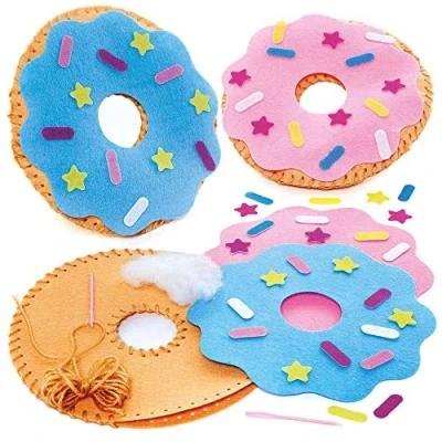 Afbeelding van Baker Ross FC800 Donut Kussen Naaikits Set van 2, Knutselen Kits voor Kinderen, Kinderen