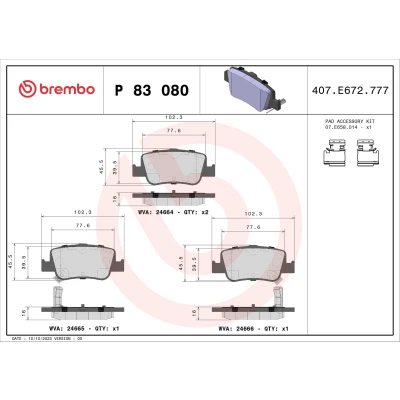 Afbeelding van Brembo Remblokset P 83 080X