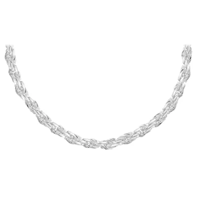 Afbeelding van Tuscany Silver dames Sterling Zilver 4 mm Solid Diamond Cut touw ketting, 41 cm