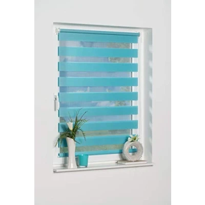 Afbeelding van K home Klemmfix dubbel rolgordijn Madrid zonder boren ijsblauw 120 x 150 cm (B L)