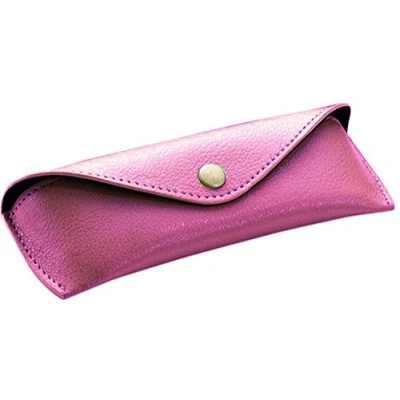 Afbeelding van ALASSIO 2694 brillenkoker van echt leer, etui voor brillen en zonnebrillen, leren met klapsluiting een drukknoopsluiting metaal, case, groot, roze, ca. 16 x 7 4 cm,