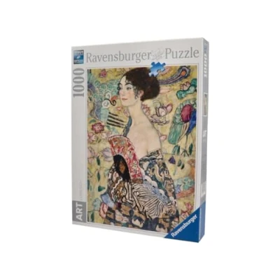 Afbeelding van Ravensburger Klimt puzzel: dame met vakken, kunstverzameling, puzzel 1000 stukjes, voor volwassenen, en hobby&#039;s, cadeaus 70 x 50 cm