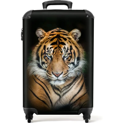Afbeelding van NoBoringSuitcases.com® Tijger koffer Oranje reiskoffer 55x35x25