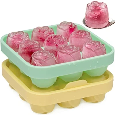 Afbeelding van ijsblokjesvorm, 3D 2 stuks met deksel bij 18/3 cm kleine rozen ijsballen, siliconen BPA vrij en LFGB gecertificeerd, ijsblokjesvorm voor cocktails