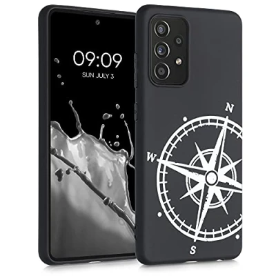 Afbeelding van kwmobile telefoonhoesje compatibel met Samsung Galaxy A52 / 5G A52s Hoesje voor smartphone in wit/zwart Vintage Kompas