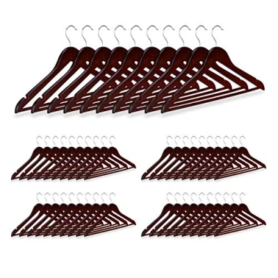 Afbeelding van Relaxdays kledinghanger hout 50 stuks broekhanger klerenhanger draaibare haak bruin