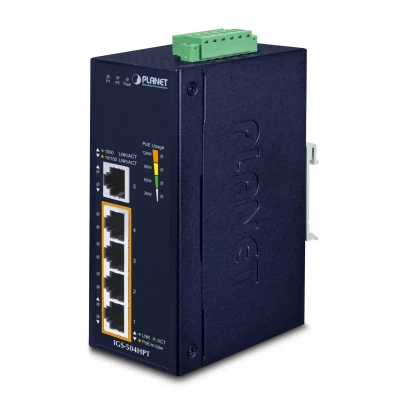 Afbeelding van Planet Industriële schakelaar 4 poorts IEEE 802.3af / 802.3at PoE injector Aluminium metalen behuizing (802.3at (PoE+), (PoE), 30 W),
