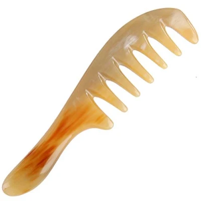 Afbeelding van Yak Hoorn Kam Natuurlijke Anti Haaruitval Brede Tandkam Mannen en Vrouwen Krullend Haar Thuis Hoofd Meridiaan Massage
