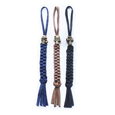 Afbeelding van 3Pcs Mes Paracord Lanyard Touw Met Legering Schedel En Kruis Hanger, EDC Multifunctionele Tool Outdoor Camping Messen Gadget